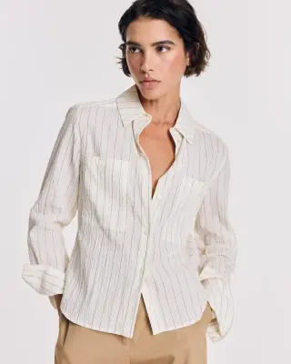 Chemise Jacinthe rayures écru et marine — photo 1
