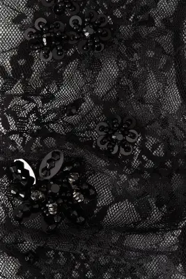 Gants ornementés en dentelle - Noir — photo 2