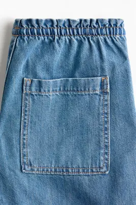 Pantalon en denim avec taille élastique - Bleu denim — photo 4