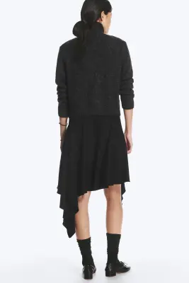 Jupe portefeuille midi taille mi-haute asymétrique - Noir — photo 3