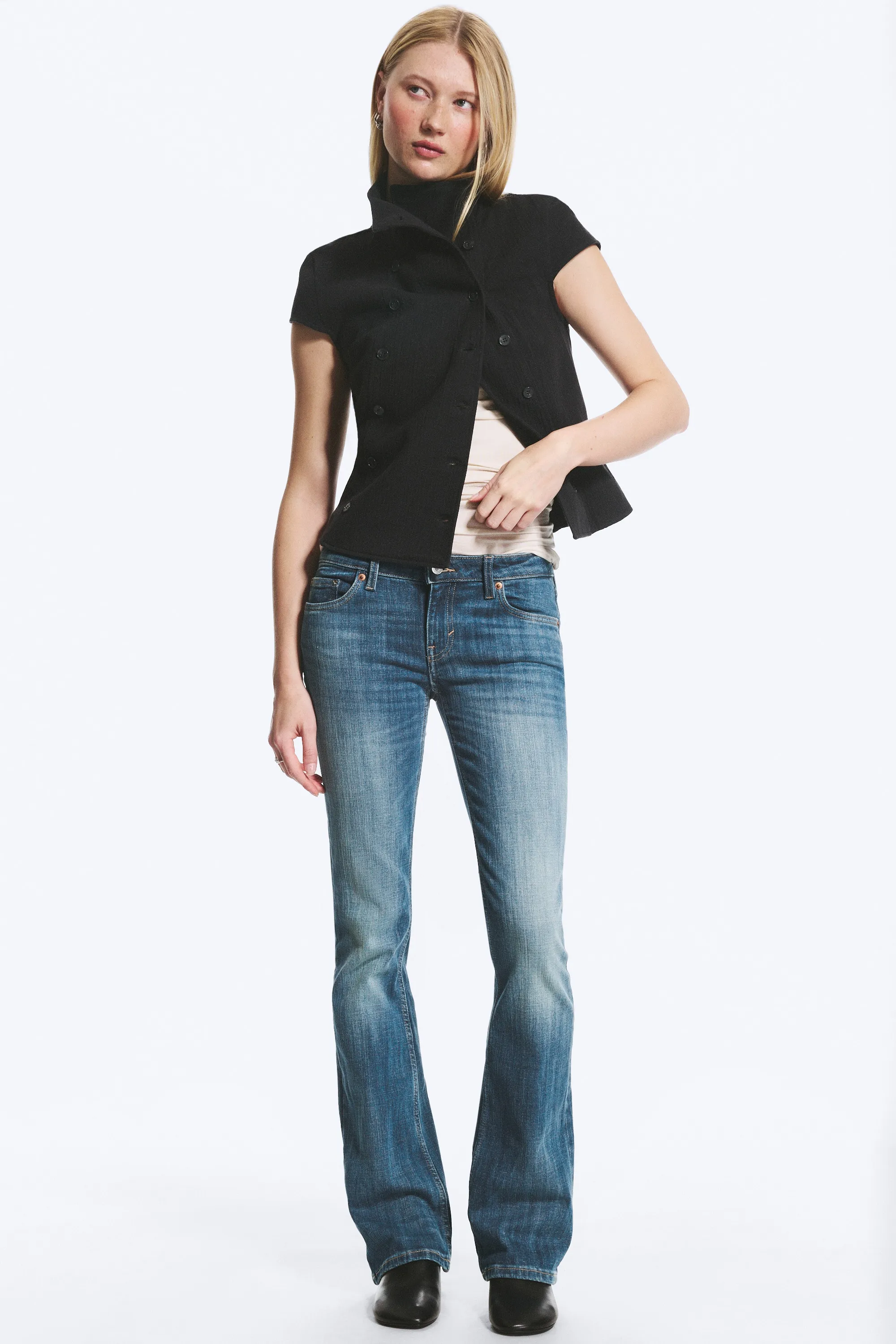 Jean bootcut skinny taille basse Luna - Oyster Blue - Bleu moyen