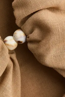 Robe découpée en lin mélangé - Beige foncé — photo 4