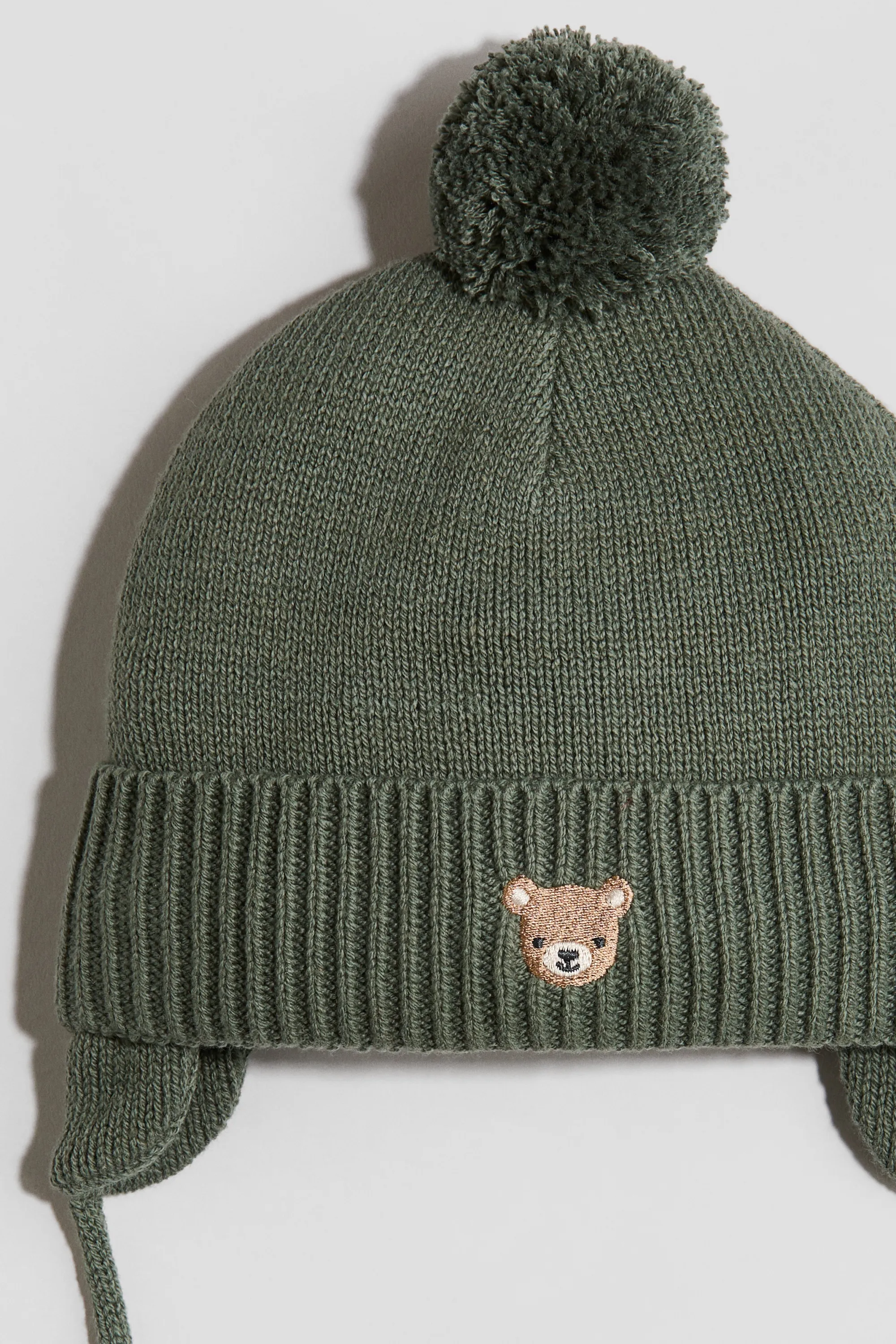 Bonnet doublé polaire avec liens à nouer - Vert