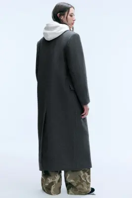 LOGAN MANTEAU CROISÉ EN LAINE MÉLANGÉE - Gris foncé chiné — photo 5