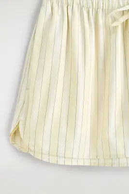 SHORT SUPERPOSÉ AJUSTABLE EN POPELINE DE COTON - JAUNE / RAYURES — photo 5