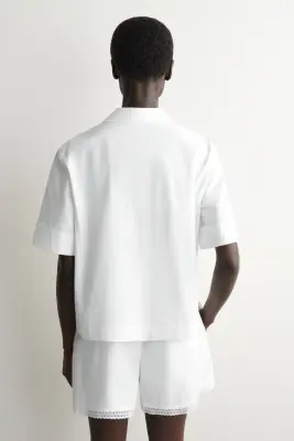 CHEMISE RESORT BORDÉE DE DENTELLE - BLANC — photo 4