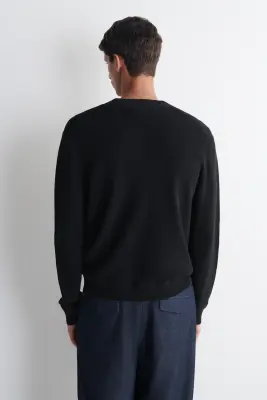 PULL HENLEY EN MAILLE DE COTON - NOIR — photo 4