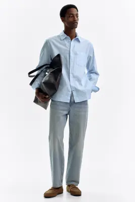 Chemise Regular Fit en lin mélangé - Bleu clair — photo 2