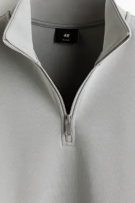 Sweat Relaxed Fit avec col zippé - Gris chiné — photo 4