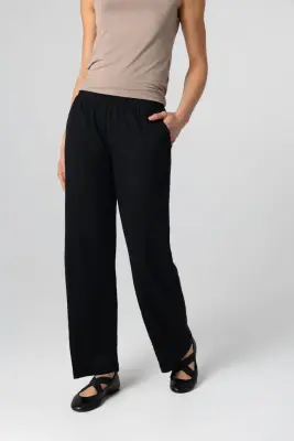 Pantalon Noir en Lin / Elasthanne — photo 3