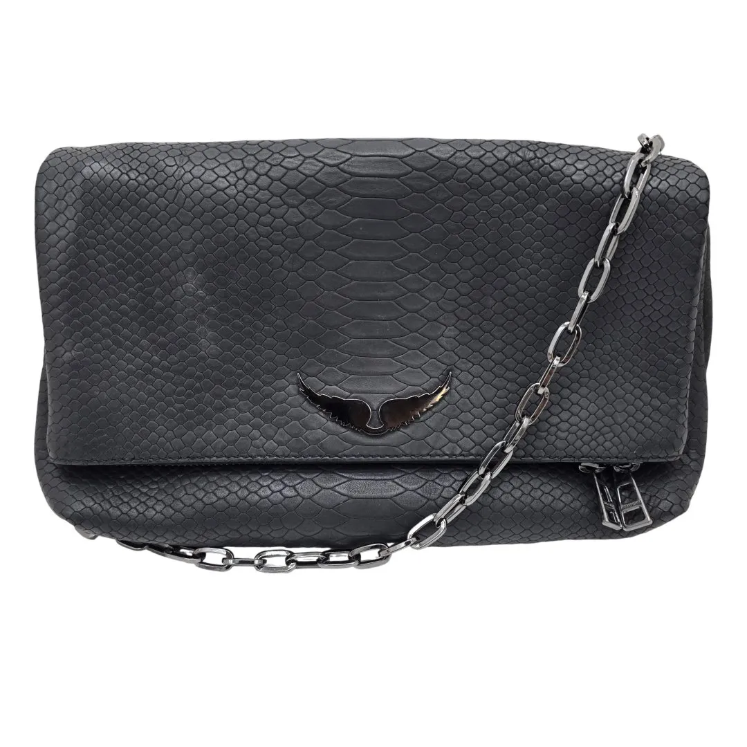 Sac rock soft savage effet python noir avec bandouliere
