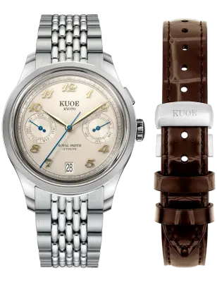 KUOE ROYAL SMITH 90-010 IVORY X VERTICAL BRUSHED DIAL / BOR BRACELET / MEDAILLON CASEBACK — photo 1