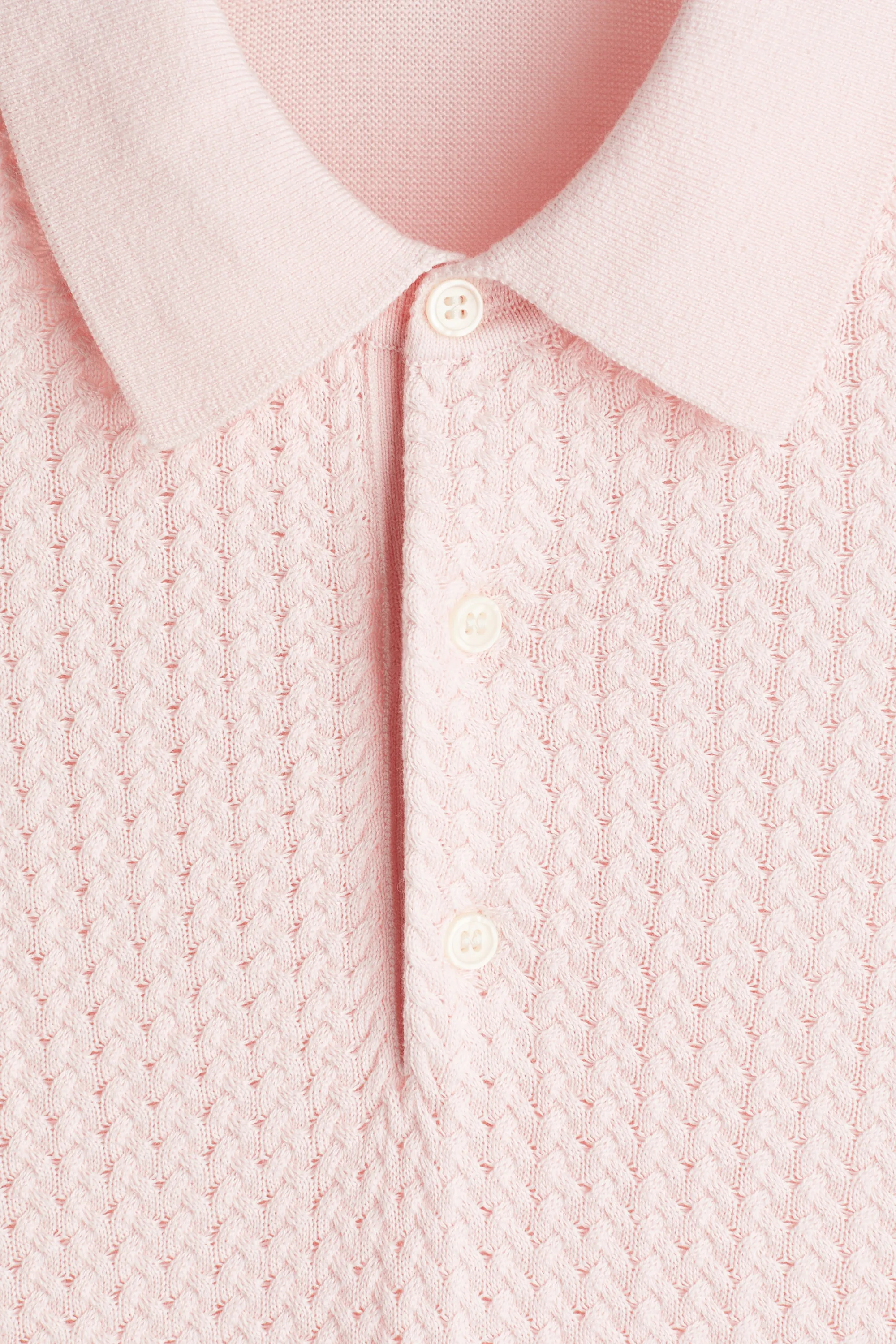 Polo Slim Fit en maille torsadée - Rose