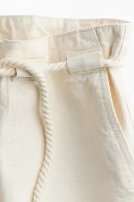 Pantalon paper bag avec ceinture corde - Crème — photo 3