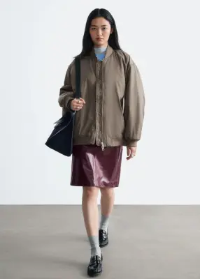 Veste style bomber longue - Vert kaki — photo 2