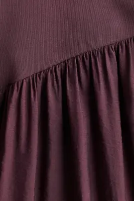 Robe asymétrique bi-matière - Violet prune — photo 3