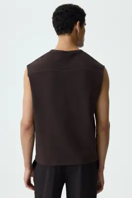Débardeur Relaxed Fit en jersey - Marron foncé — photo 3