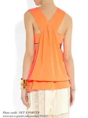 Débardeur bretelles larges en soie orange fluo Px boutique 350€ Taille M — photo 3