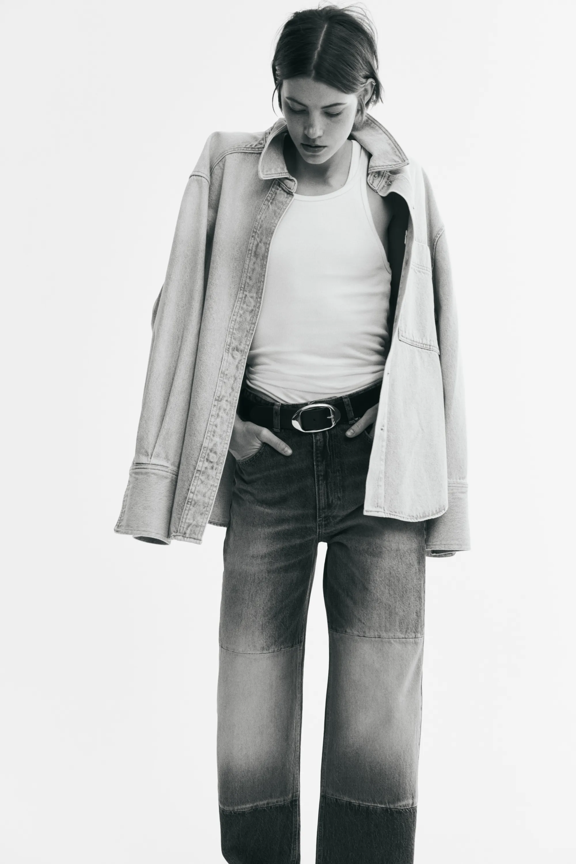 Jean avec détails patchwork - Bleu denim/color block