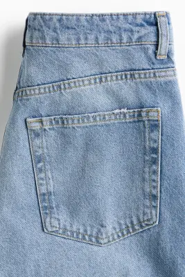Straight High Waist Jeans avec foulard - Bleu denim clair/blanc — photo 5