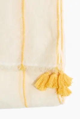 Écharpe en lin - Jaune pâle/rayé — photo 6