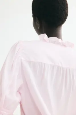 Blouse volantée à manches bouffantes - Rose clair — photo 2