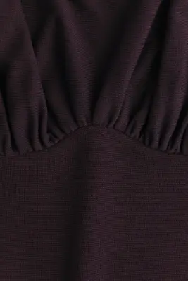 Robe froncée avec col cheminée - Violet prune — photo 3