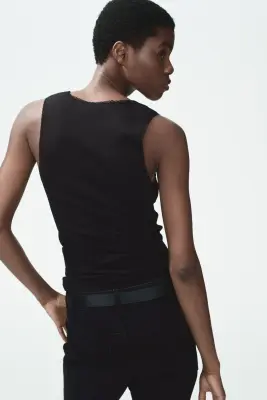 Débardeur avec dentelle - Noir — photo 2
