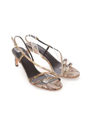 Sandales à petit talon en python beige et marron Prix boutique 700€ Taille 38,5 — photo 2
