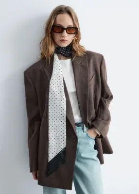 Blazer croisé en laine - Marron foncé — photo 4