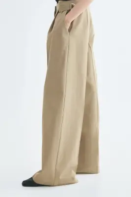 Pantalon chic à jambes larges - Vert kaki clair — photo 3