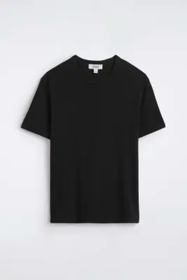T-SHIRT SLIM EN COTON CÔTELÉ - NOIR — photo 5
