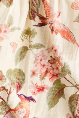 Robe en lin mélangé - Crème/fleurs — photo 2