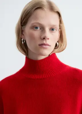 Pull à col montant en laine et cachemire - Rouge — photo 4
