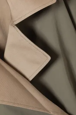 Trench-coat réversible à double boutonnage - Beige et vert kaki — photo 3