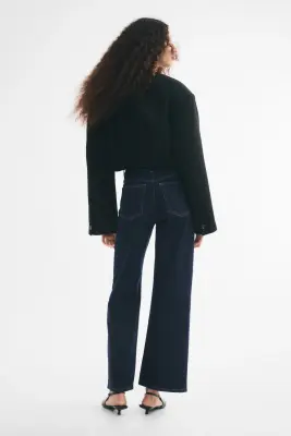 Wide High Waist Jeans - Bleu denim foncé — photo 4