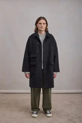 Manteau Balmacaan en laine - Noir — photo 2