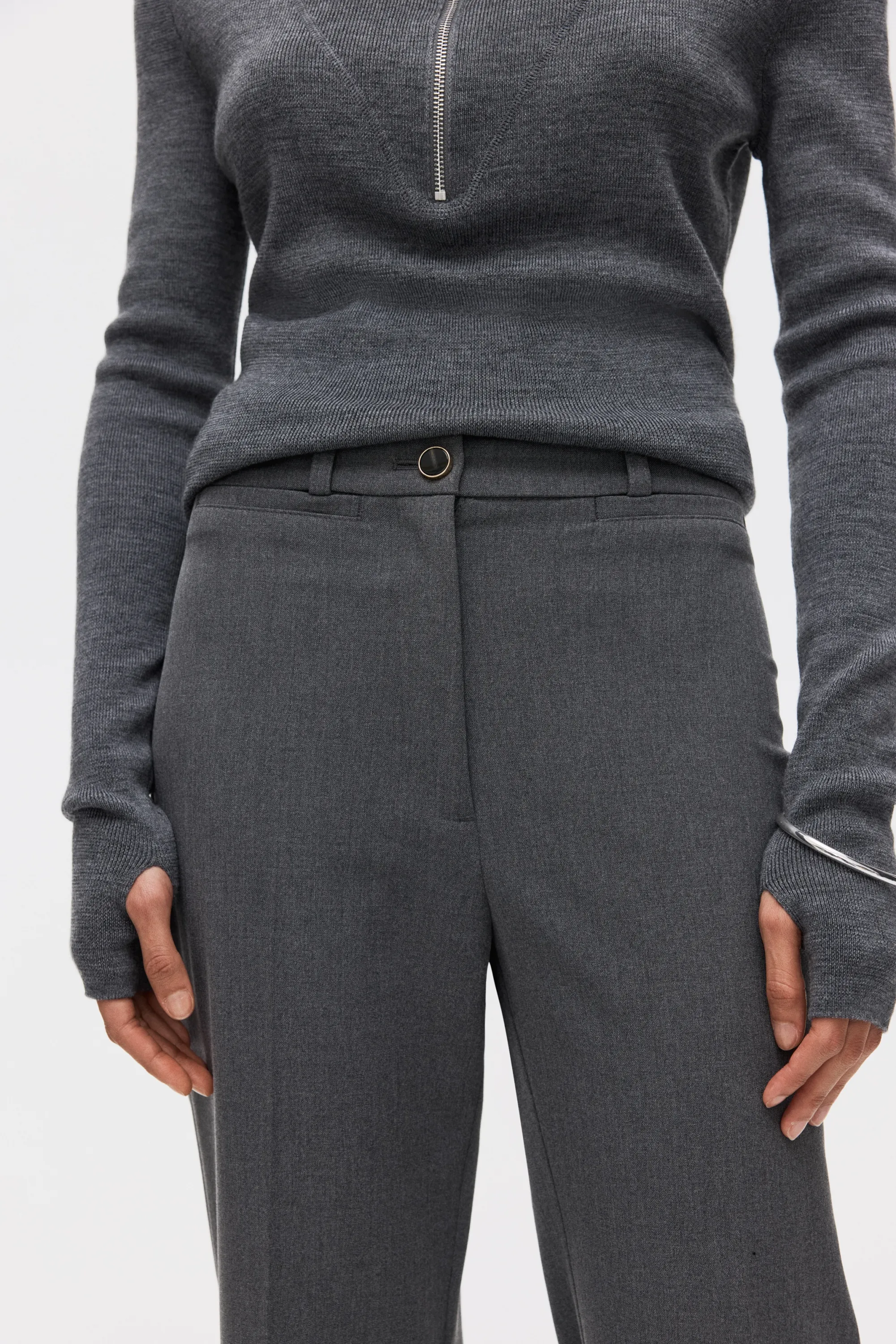 Pantalon chic - Gris chiné