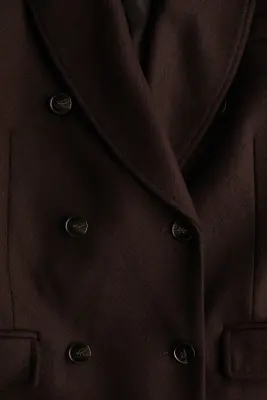 Manteau en laine mélangée - Marron foncé — photo 5