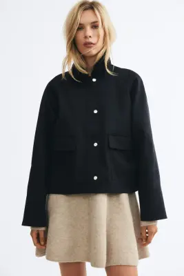 Veste avec col en velours côtelé - Bleu marine — photo 2
