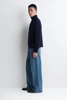 VESTE ZIPPÉE À COL CHEMINÉE EN MAILLE MILANO - BLEU MARINE — photo 3