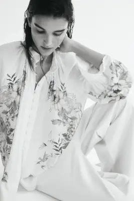 Blouse à boutons - Rose poudré/fleuri — photo 1