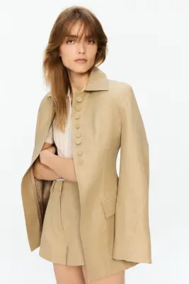 Short en lin mélangé - Beige — photo 2