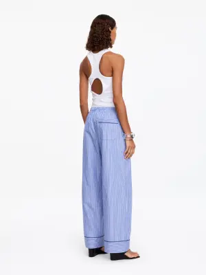 Pantalon rayé en coton - Bleu/Rayé — photo 2