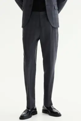 Pantalon de costume Slim Fit - Gris foncé/carreaux — photo 1