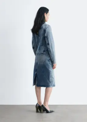 Veste zippée et ajustée en jean - Bleu délavé — photo 5