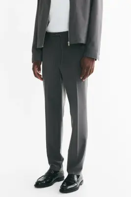 Pantalon jogger de costume Slim Fit - Gris foncé chiné — photo 1