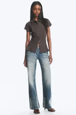 Chemise Slim Fit en crêpe - Taupe foncé — photo 2