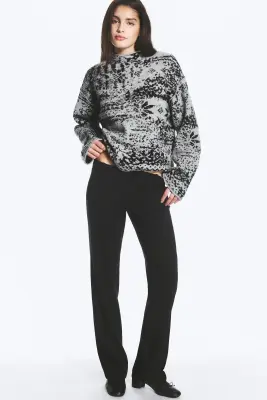 Pull jacquard carré - Noir et Gris — photo 1