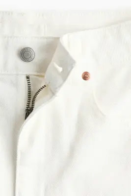 Short taille haute en denim - Crème — photo 4